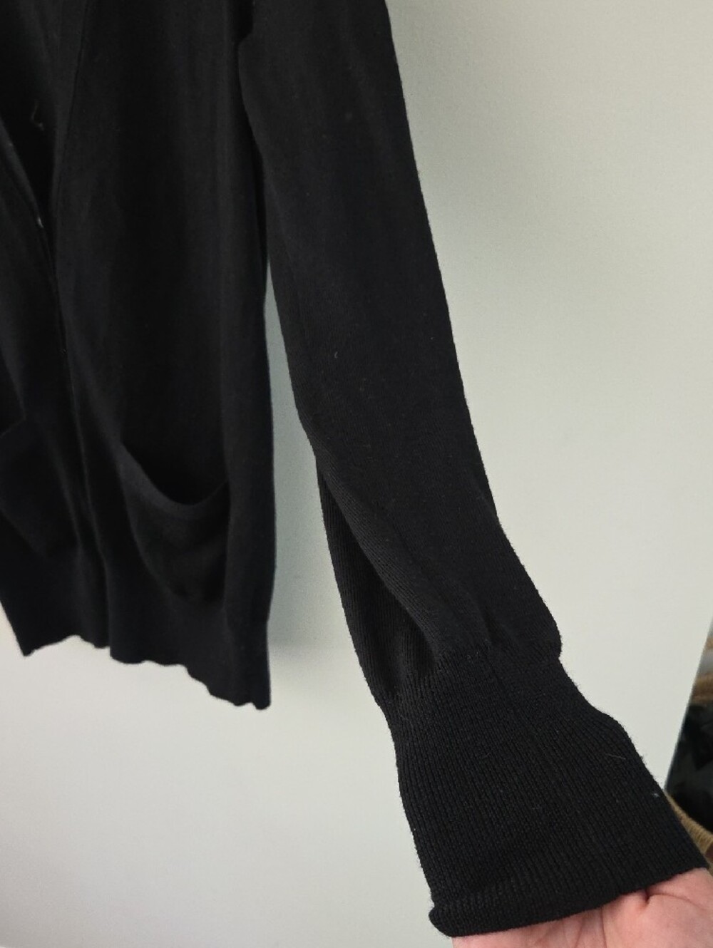 J. Crew 100% Merino Wool Black V-Neck Button Front Cardigan with Pockets - Picture 7 of 9